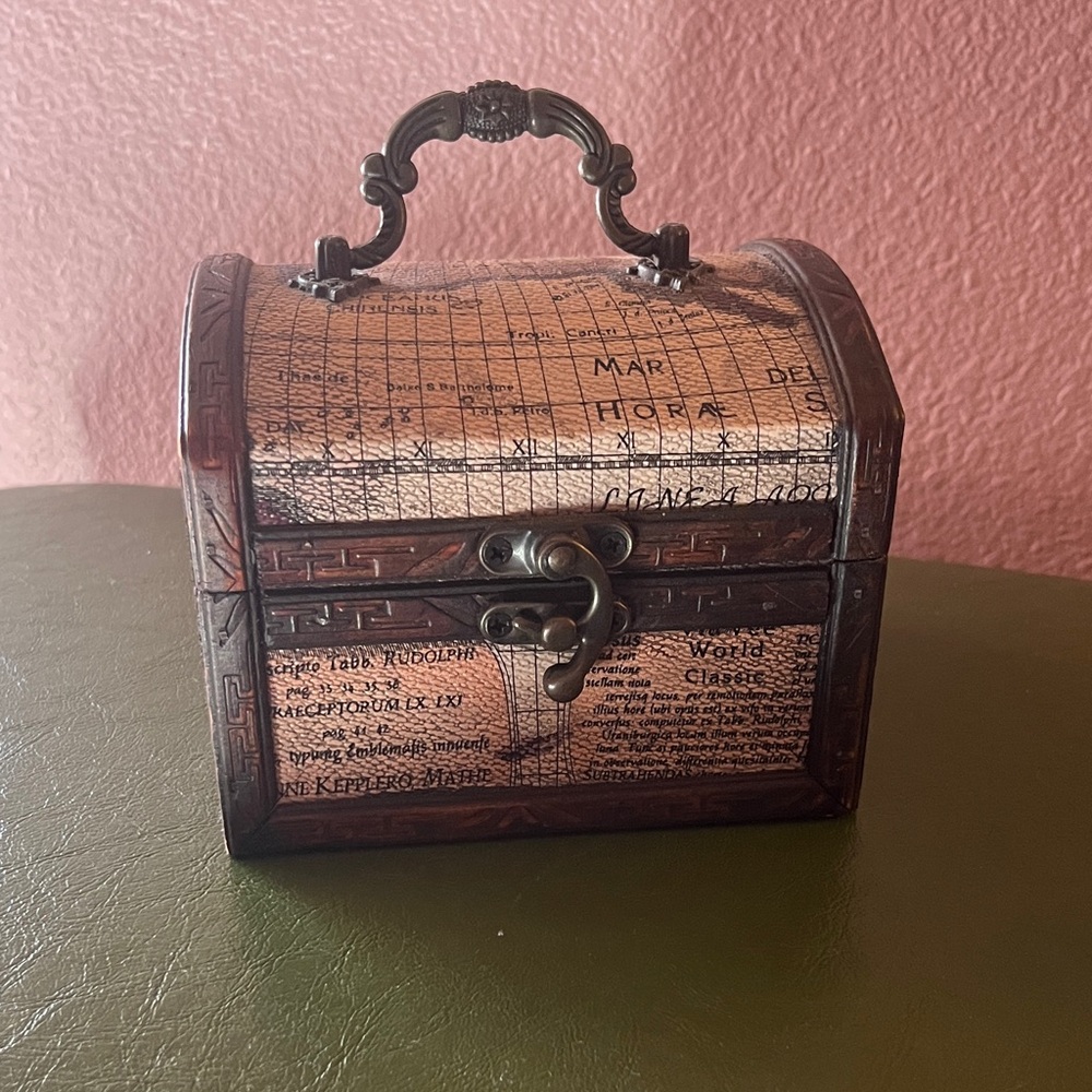 Vintage Style Map Print Jewelry Box